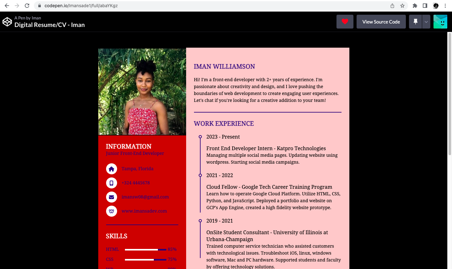 Iman Williamson | Frontend Developer